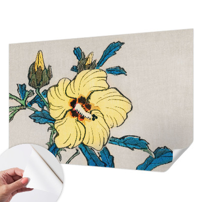 Papel mural texturado decorativo con diseño de flor amarilla