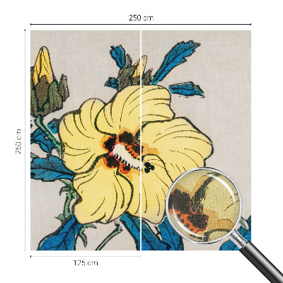 Papel mural texturado decorativo con diseño de flor amarilla