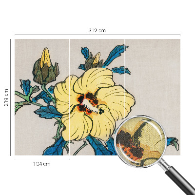 Papel mural texturado decorativo flor amarilla