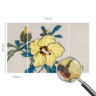 Papel mural texturado decorativo flor amarilla