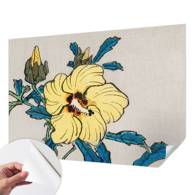 Papel mural texturado decorativo con diseño de flor amarilla
