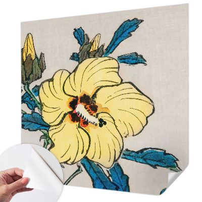 Papel mural texturado decorativo con diseño de flor amarilla