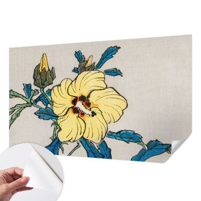 Papel mural texturado decorativo con diseño de flor amarilla