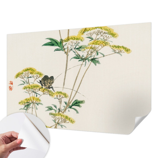 Fotomural decorativo para cabecero de cama con motivo de flores y elementos de naturaleza