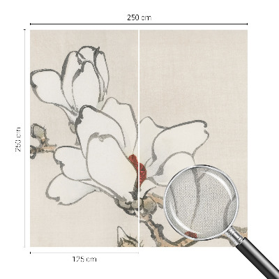 Papel mural con patrón decorativo con motivo de magnolias delicadas