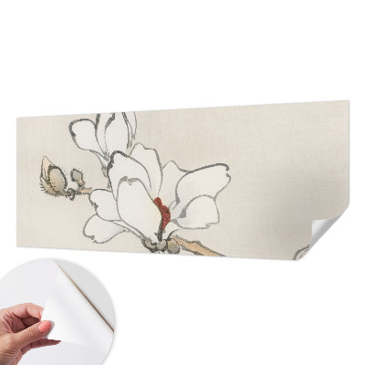 Papel mural con patrón decorativo con motivo de magnolias delicadas