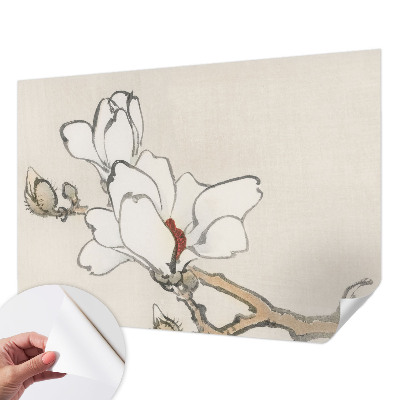 Papel mural con patrón decorativo con motivo de magnolias delicadas