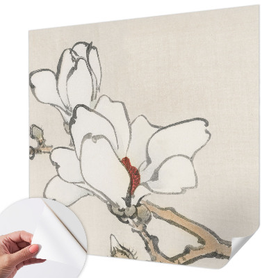 Papel mural con patrón decorativo con motivo de magnolias delicadas