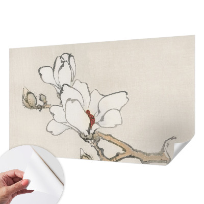 Papel mural con patrón decorativo con motivo de magnolias delicadas
