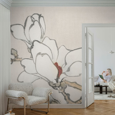 Papel mural con patrón decorativo Magnolias delicadas