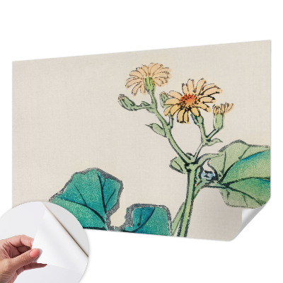 Mural de pared con estampado hermoso con diseño de flores y hojas