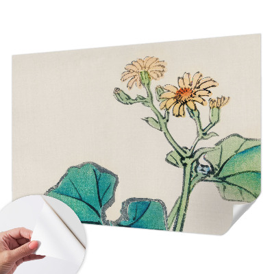 Mural de pared con estampado hermoso con diseño de flores y hojas