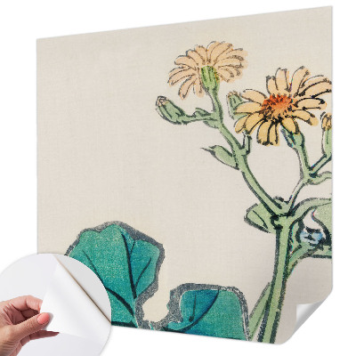 Mural de pared con estampado hermoso con diseño de flores y hojas