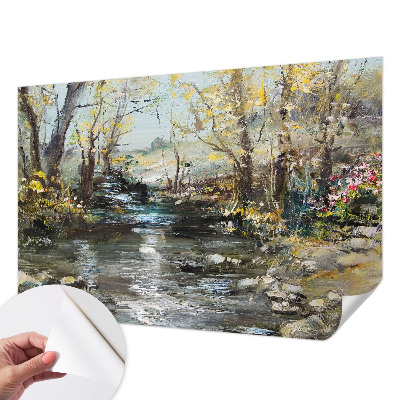 Papel mural con patrón decorativo arroyo forestal