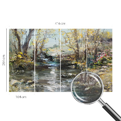 Papel mural con patrón decorativo arroyo forestal