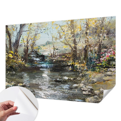 Papel mural con patrón decorativo arroyo forestal