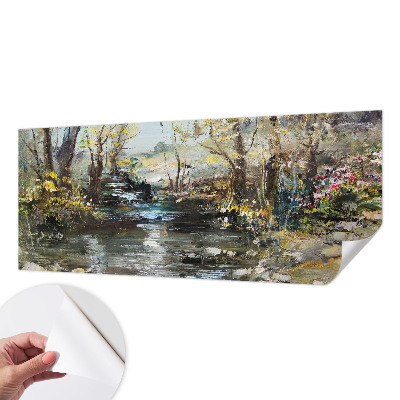 Papel mural con patrón decorativo arroyo forestal