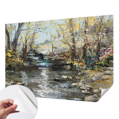 Papel mural con patrón decorativo arroyo forestal