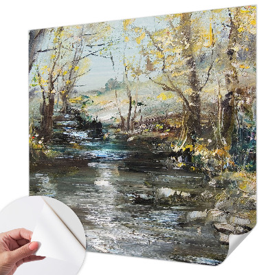 Papel mural con patrón decorativo arroyo forestal