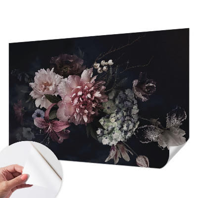 Papel mural con patrón decorativo con motivo de arreglo floral