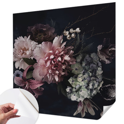 Papel mural con patrón decorativo con motivo de arreglo floral