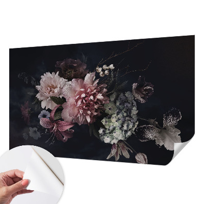 Papel mural con patrón decorativo con motivo de arreglo floral
