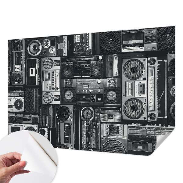 Papel mural con patrón decorativo con diseño de radio retro