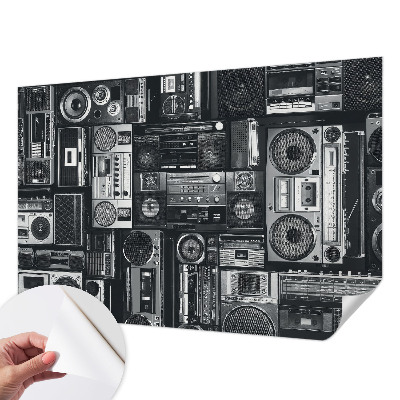 Papel mural con patrón decorativo con diseño de radio retro