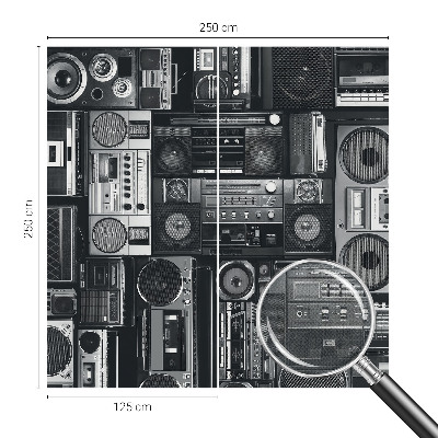 Papel mural con patrón decorativo con diseño de radio retro