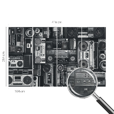 Papel mural con patrón decorativo con diseño de radio retro