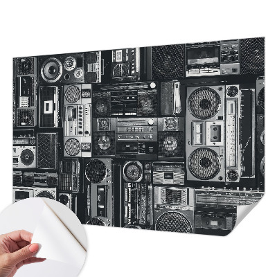 Papel mural con patrón decorativo con diseño de radio retro
