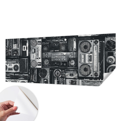 Papel mural con patrón decorativo con diseño de radio retro