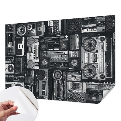 Papel mural con patrón decorativo con diseño de radio retro