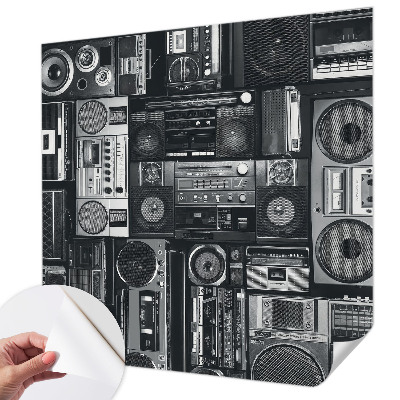 Papel mural con patrón decorativo con diseño de radio retro
