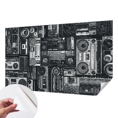 Papel mural con patrón decorativo con diseño de radio retro