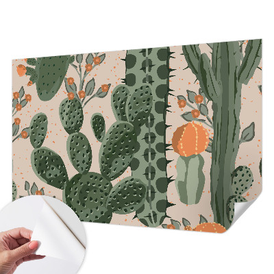 Fotomural decorativo para cabecero de cama con diseño de cactus verdes