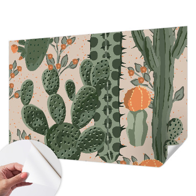 Fotomural decorativo para cabecero de cama con diseño de cactus verdes