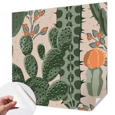 Fotomural decorativo para cabecero de cama con diseño de cactus verdes