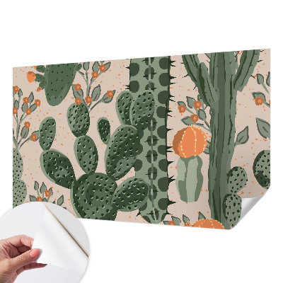 Fotomural decorativo para cabecero de cama con diseño de cactus verdes