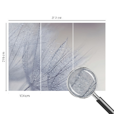 Papel mural con patrón decorativo diente de león cubierto de rocío