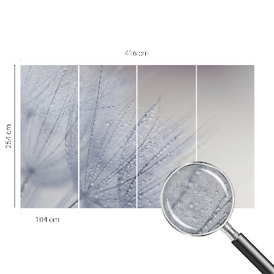 Papel mural con patrón decorativo diente de león cubierto de rocío