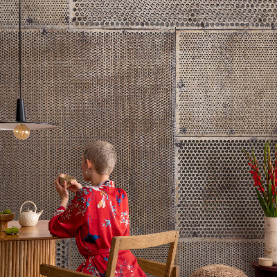 Papel mural texturado decorativo Patrones metálicos