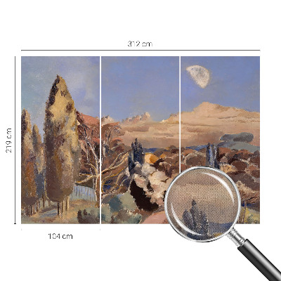 Mural de pared con estampado hermoso paisaje forestal