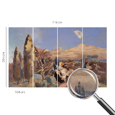 Mural de pared con estampado hermoso paisaje forestal