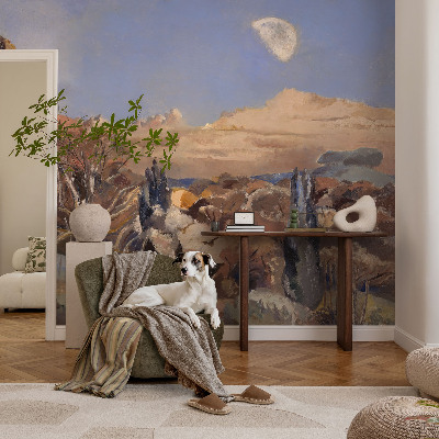 Mural de pared con estampado hermoso paisaje forestal