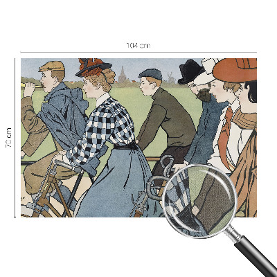 Fotomural decorativo para cabecero de cama con ilustración de ciclistas clásicos