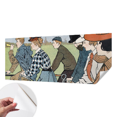 Fotomural decorativo para cabecero de cama con ilustración de ciclistas clásicos