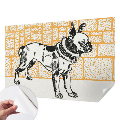 Papel mural con patrón decorativo con diseño de perro de estilo retro