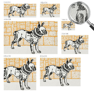 Papel mural con patrón decorativo Perro retro