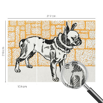 Papel mural con patrón decorativo Perro retro